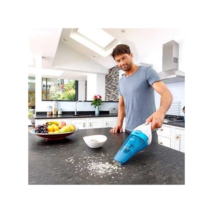 Black+Decker WDC115WA Aspirabriciole Ricaricabile Capacita' 0,385 L Autonomia 9 minuti Tecnologia Litio 3,6 V Blu-Bianco