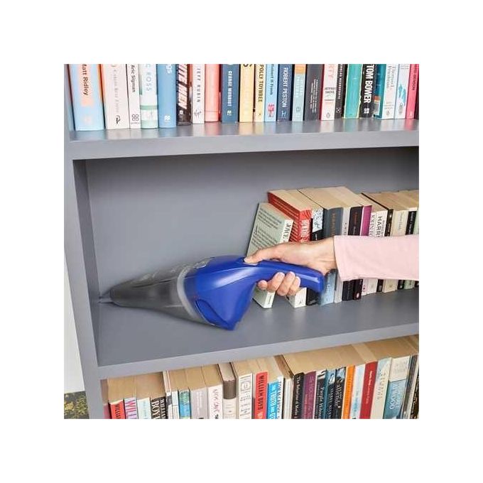 BLACK+DECKER NVC115WA‑QW - Aspirabriciole portatile senza filo, ciclonico, capacita' 0,385 L, potenza 5,4 W, autonomia 11,5 min, 58 dB, filtro lavabile, Grigio-Blu