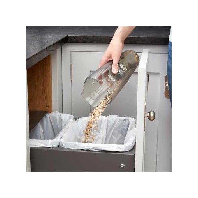BLACK+DECKER NVC115WA‑QW - Aspirabriciole portatile senza filo, ciclonico, capacita' 0,385 L, potenza 5,4 W, autonomia 11,5 min, 58 dB, filtro lavabile, Grigio-Blu