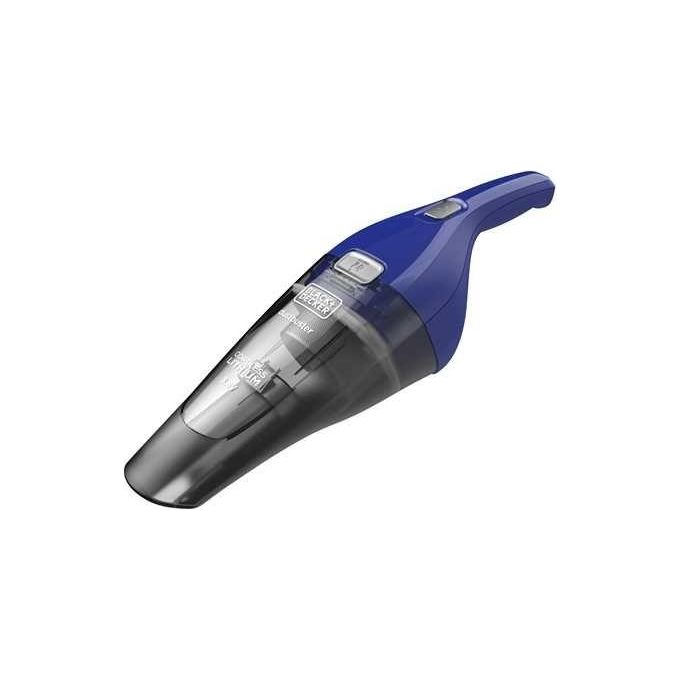 BLACK+DECKER NVC115WA‑QW - Aspirabriciole portatile senza filo, ciclonico, capacita' 0,385 L, potenza 5,4 W, autonomia 11,5 min, 58 dB, filtro lavabile, Grigio-Blu