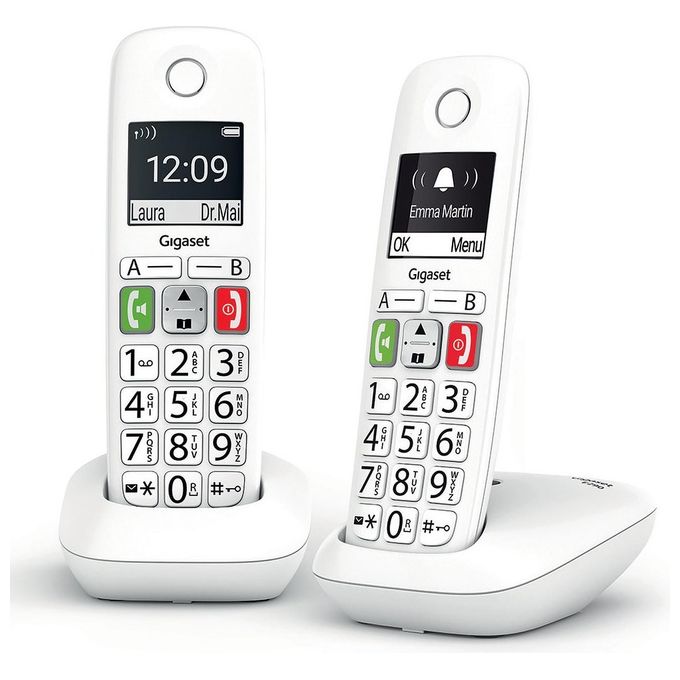 Gigaset E290 Cordless DECT-GAP Senior Display 2'' Vivavoce Rubrica Bianco