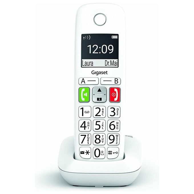 Gigaset E290 Cordless DECT-GAP Senior Display 2'' Vivavoce Rubrica Bianco