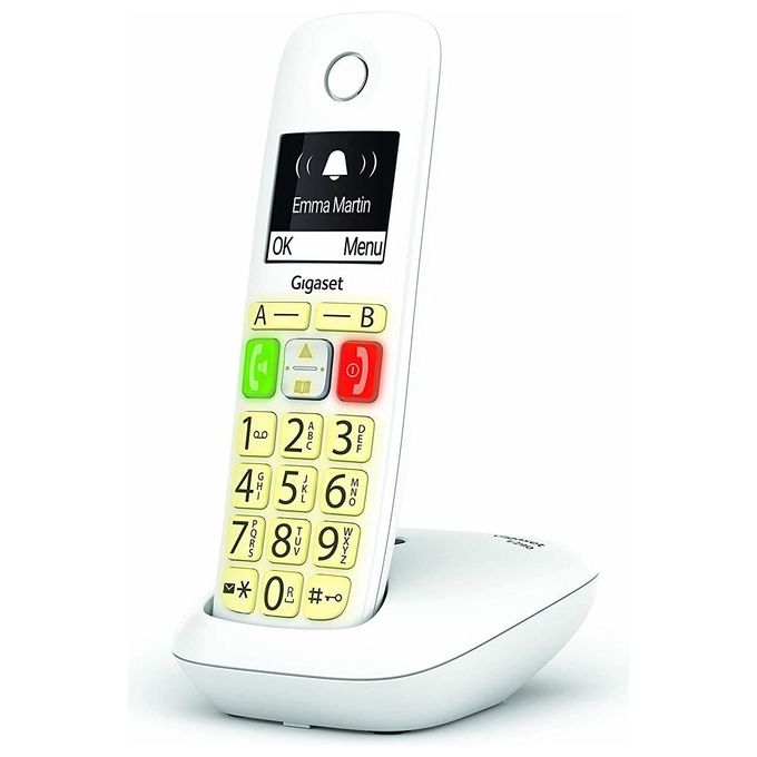 Gigaset E290 Cordless DECT-GAP Senior Display 2'' Vivavoce Rubrica Bianco