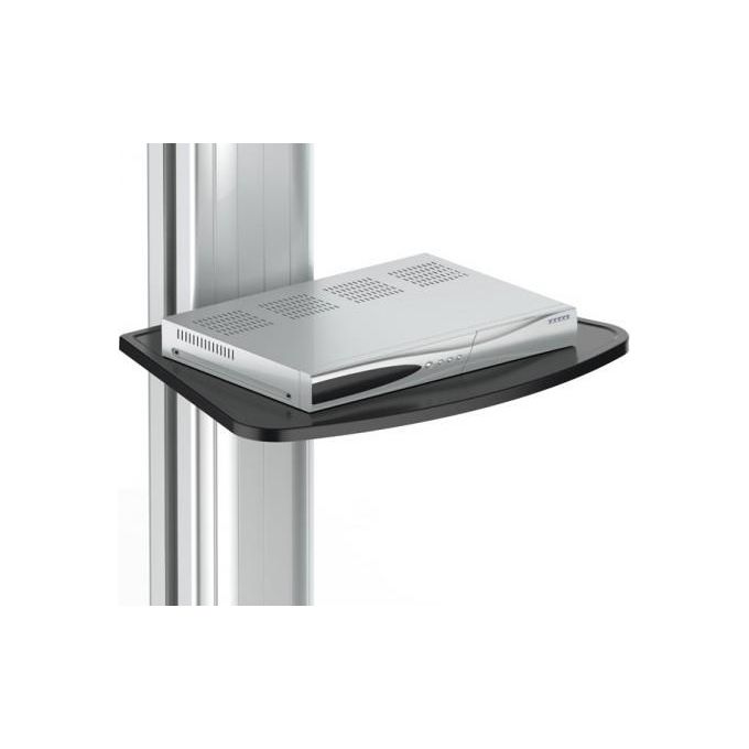 Reflecta 23210 STAND 70VC Staffa TV da Terra Regolabile in Altezza 120-207 cm Rotazione 90° Inclinazione +5°--12° VESA 200x200-600x400 Capacita' 50 Kg con Mensola e Ruote colore Alluminio Nero