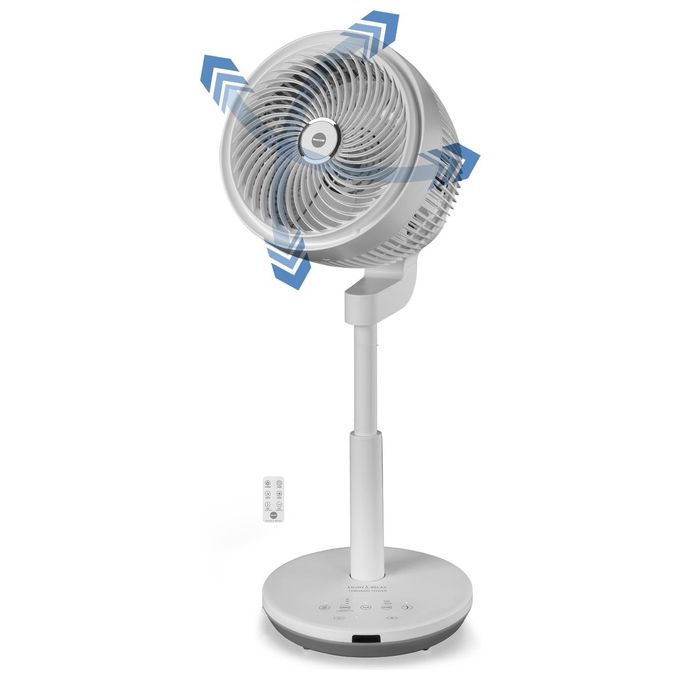 Macom 992 Tornado Tower Ventilatore a Piantana Doppia Oscillazione 4 Velocita' Timer Telecomando 60W colore Bianco