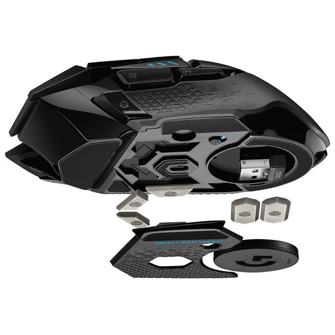 Logitech 910-005568 G502 LIGHTSPEED Mouse Gaming Wireless HERO 25K 25600 DPI 11 Pulsanti Programmabili colore Nero