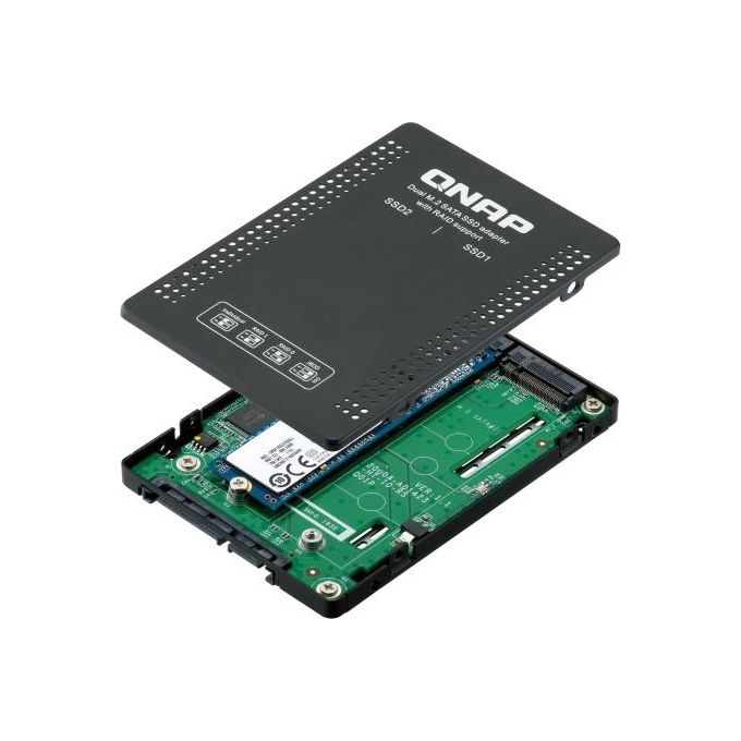 QNAP QDA-A2MAR Adattatore Dual M.2 SATA SSD a 2.5'' SATA con Supporto RAID 0 1 JBOD colore Nero