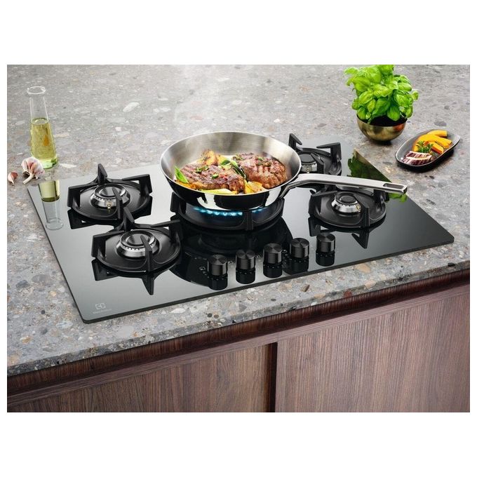 Electrolux EGG75372M Serie 600 Piano cottura Gas 75 cm 5 fuochi da incasso vetro StepPower colore Specchio