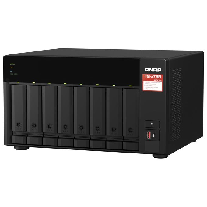 Qnap TS-873A-8G NAS Tower 8 Bay AMD Ryzen Embedded V1500B 4 Core 8GB DDR4 2x 2.5GbE 2x PCIe Gen3 2x M.2 NVMe colore Nero