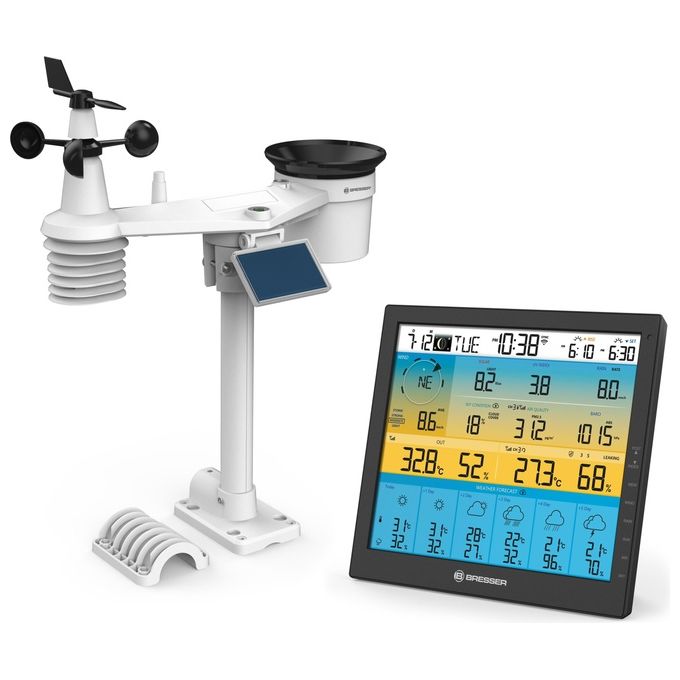 BRESSER WLAN 4CAST 4CAST PRO SF Stazione meteo wireless 7 in 1 con sensore solare e previsioni a 6 giorni display 10'' colore Nero