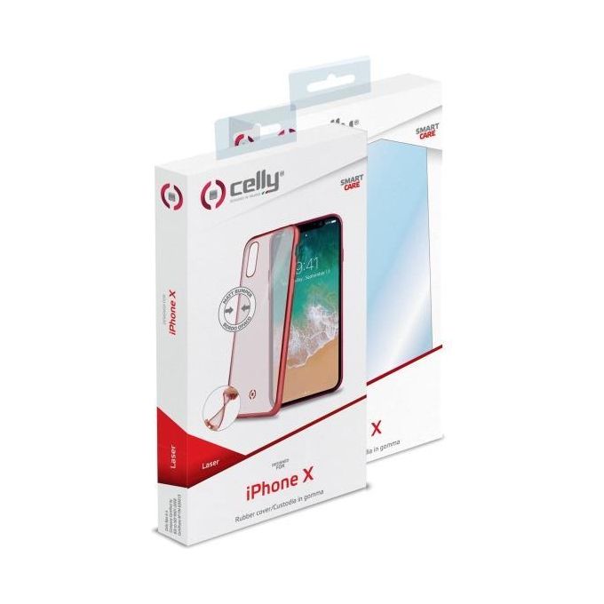Celly LASERMATT900RD Laser Matt Cover per iPhone X Rosso