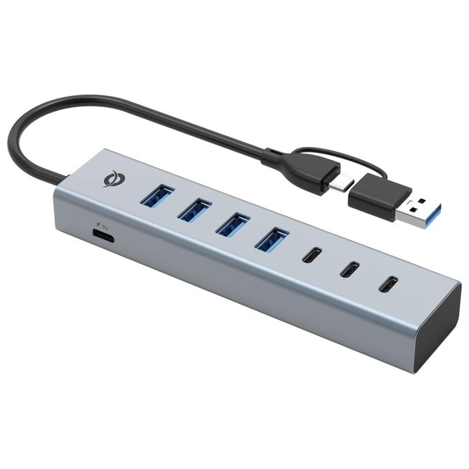 Conceptronic HUBBIES20GP Hub USB 3.2 Gen 1 a 7 porte 5 Gbps con alimentatore incluso colore Grigio
