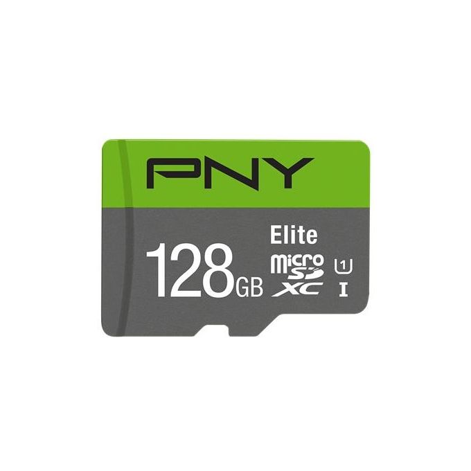 PNY P-SDU128V11100EL-GE Elite MicroSDXC 128 GB UHS-I U1 V10 Classe 10 colore Verde Grigio
