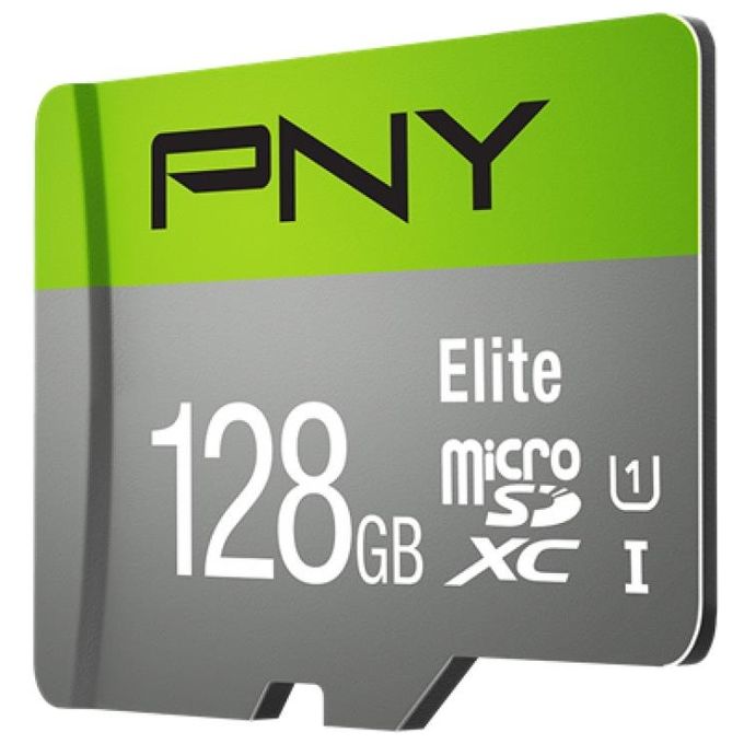 PNY P-SDU128V11100EL-GE Elite MicroSDXC 128 GB UHS-I U1 V10 Classe 10 colore Verde Grigio