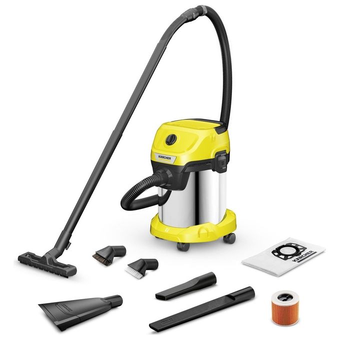 Kärcher 1.628-135.0 WD 3 S V Aspirapolvere a cilindro Secco e Bagnato 17 L 1000W Funzione Soffiante 74 dB colore Acciaio Inox