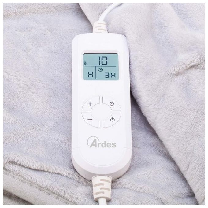 Ardes AR4O180 Fluffy Termocoperta Elettrica Singola 10 Livelli di Temperatura Display LCD Spegnimento Automatico 180x130 cm colore Grigio