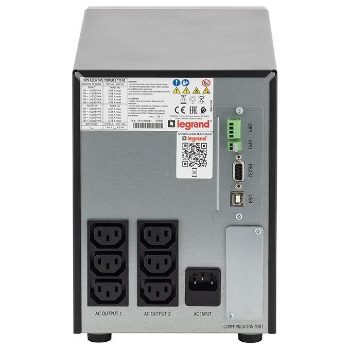 Legrand 311060 Keor SPE Torre Gruppo di Continuita' UPS A Linea Interattiva 750VA 600W 6 Prese AC colore Nero