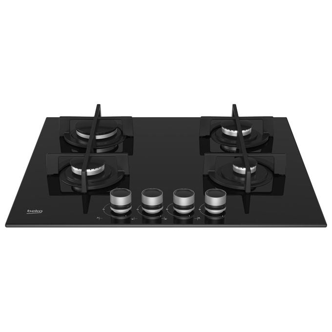 Beko HILG64225SB Piano cottura a gas 60 cm 4 fuochi griglie in ghisa comandi frontali accensione elettronica colore Nero