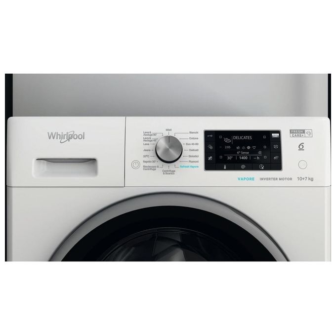 Whirlpool FFWDD 107625 WBS IT FreshCare Lavasciuga Frontale 10-7 Kg 1600 rpm Classe E Inverter 6° SENSO (85x60x60 cm) colore Bianco