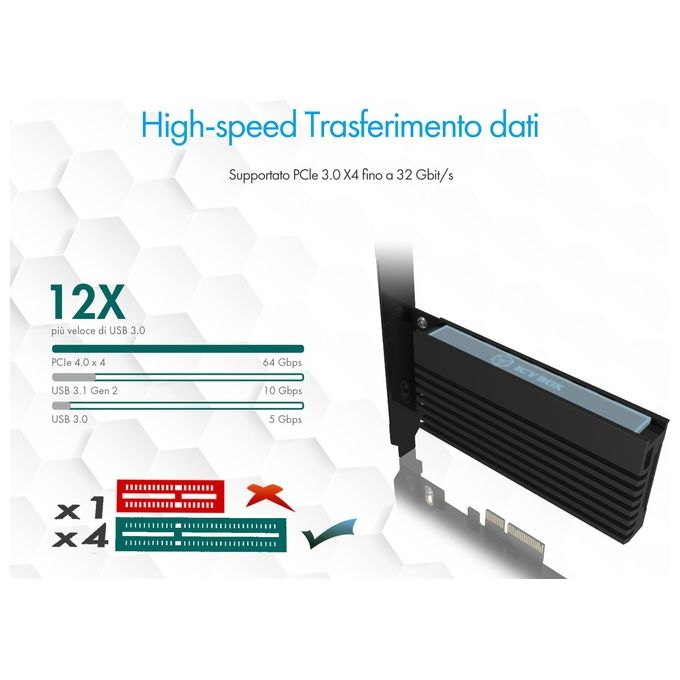 ICY BOX Scheda di Estensione PCIe per SSD M.2 NVMe PCI-E x4