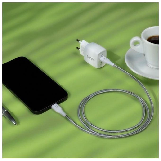 Tunit Cavo Dati Ricarica e Trasferimento Usb-C - Usb-C 60W 1mt Bianco