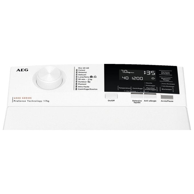 Aeg LTR6G37A Lavatrice Carica dall'Alto 7 Kg Classe A Profondita' 62 cm Centrifuga 1251 giri Inverter colore Bianco