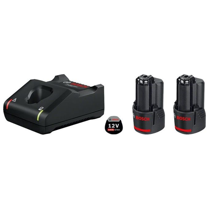 Bosch KIT_ di Avviamento a Batteria 12 Volt-2 Batterie 3,0Ah e Caricatore GAL12V-40