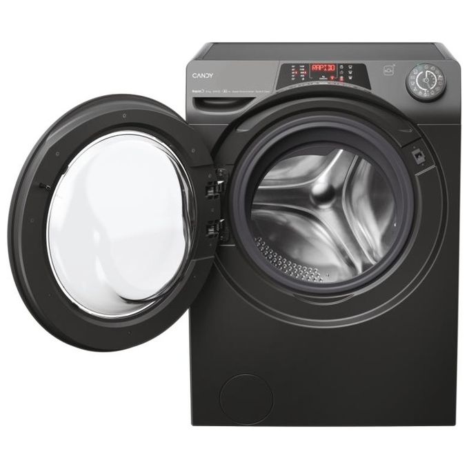 Candy RO6106DWMRR7-1-S RapidÓ - Lavatrice a carica frontale 10 kg, 1600 rpm, Classe A, Wi-Fi + BLE, Funzione vapore, (85×60×58 cm), Antracite