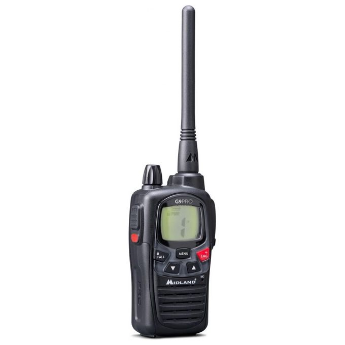 Midland Walkie Talkie G9 Pro, 101 canali, IPX4 impermeabile, 12 km, Nero
