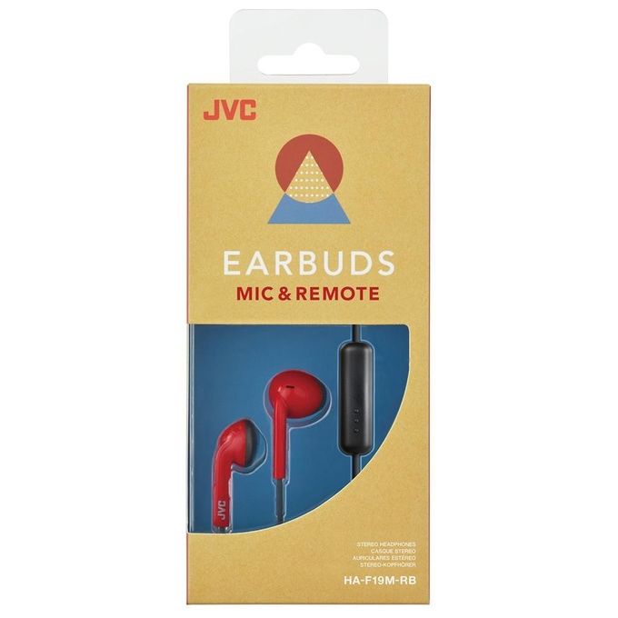 JVC HA-F19M-RB Auricolare Rosso Ipx2 con Microfono e Telecomando