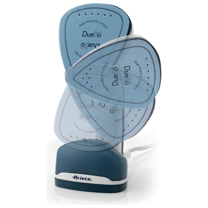Ariete 6246 Duetto Garment Iron Stiratrice a Vapore Verticale e Ferro da Stiro con Piastra in Ceramica Antiaderente 1000W Bianco-Blu