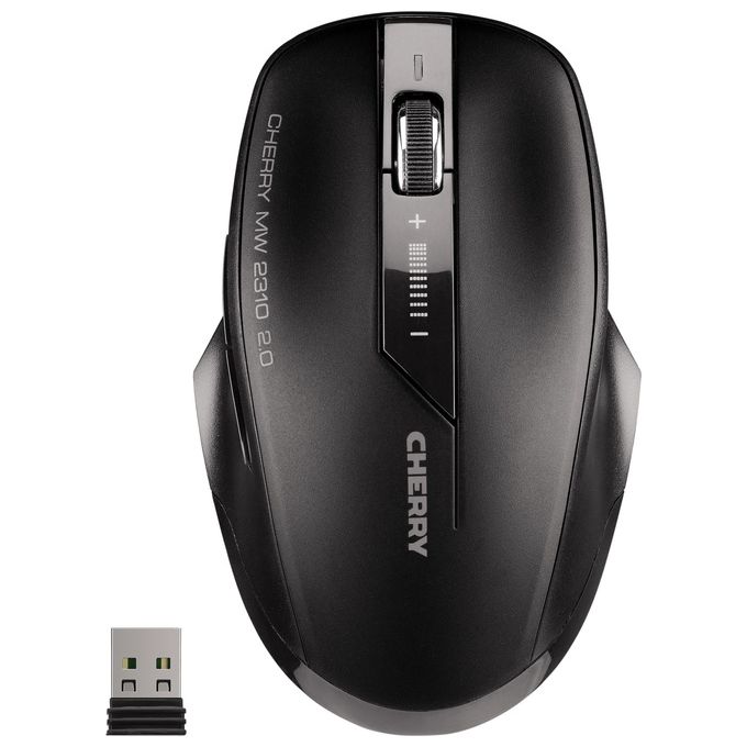 Cherry MW 2310 2.0 – Mouse Wireless Ottico, 6 tasti, 2400 DPI, 3 livelli DPI, nano ricevitore USB, colore Nero