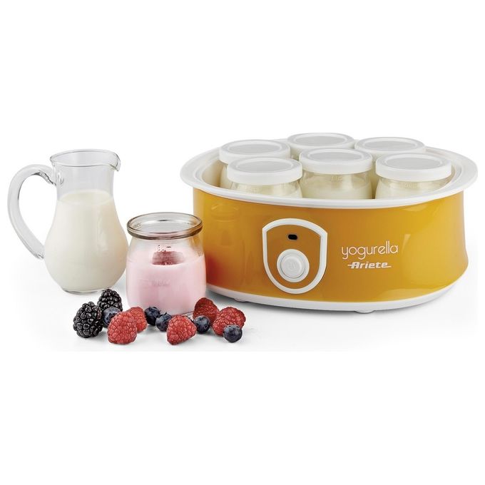 Ariete 617 Yogurella Yogurtiera Elettrica con 7 Vasetti in Vetro Capacita' 1,3 Kg 20W Bianco-Giallo