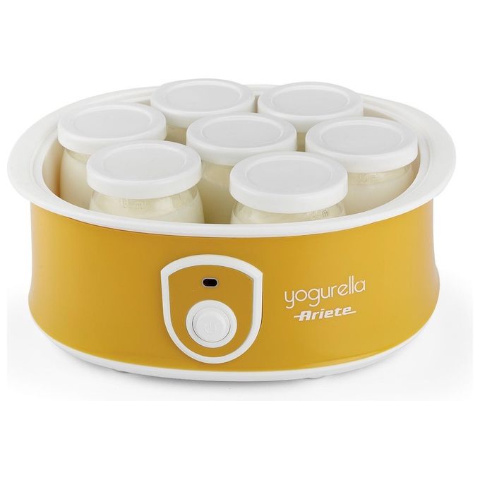 Ariete 617 Yogurella Yogurtiera Elettrica con 7 Vasetti in Vetro Capacita' 1,3 Kg 20W Bianco-Giallo