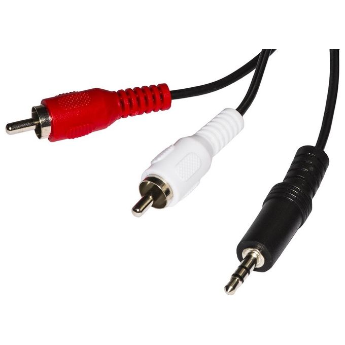 Link cavo stereo con 1 connettore 3,5 mm. - 2 connettori cinch (rca) maschio mt. 1,80