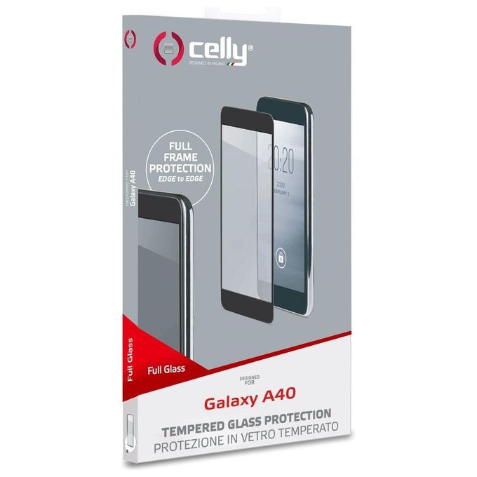 Celly Full Glass per Samsung Galaxy A40 Nero