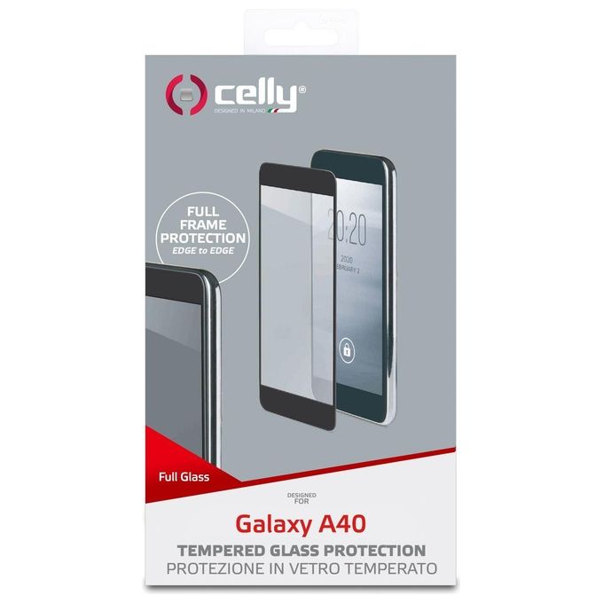 Celly Full Glass per Samsung Galaxy A40 Nero