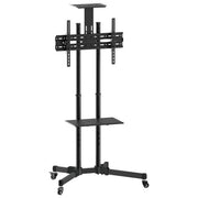 ITB Base da Pavimento per Tv a Schermo Piatto 70'' Banco a Rotelle Nero