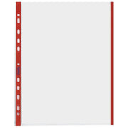 Favorit Confezione 10 Buste a Foratura Universale con Bordo Rosso Formato Interno A4 Finitura Buccia d'Arancia