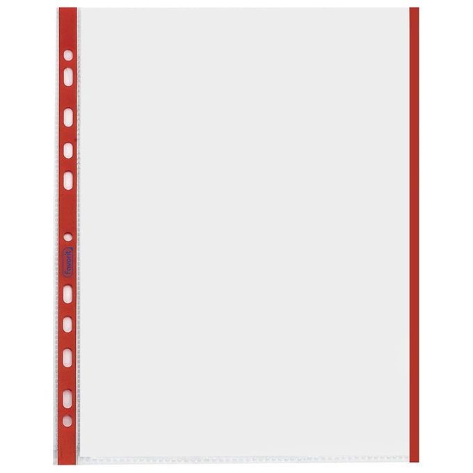 Favorit Confezione 10 Buste a Foratura Universale con Bordo Rosso Formato Interno A4 Finitura Buccia d'Arancia