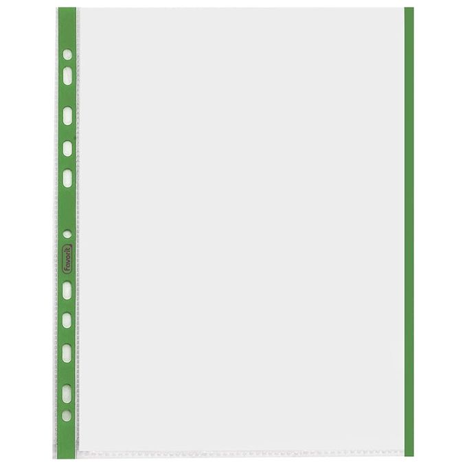 Favorit Confezione 10 Buste a Foratura Universale con Bordo Verde Formato Interno A4 Finitura Buccia d'Arancia