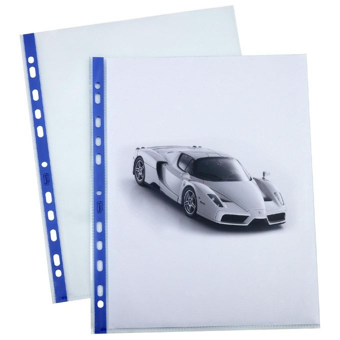 Favorit Busta a Foratura Universale con Bordo Blu Scuro Formato Interno A4 Finitura Buccia D'arancia Confezione 10 Pezzi