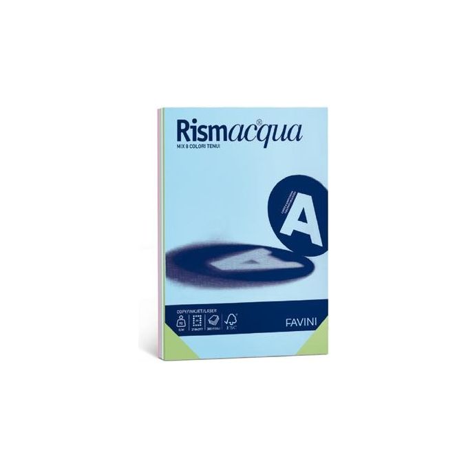 Cartotecnica Favini Rismacqua Mix A3 5 Colori Tenui 140gr