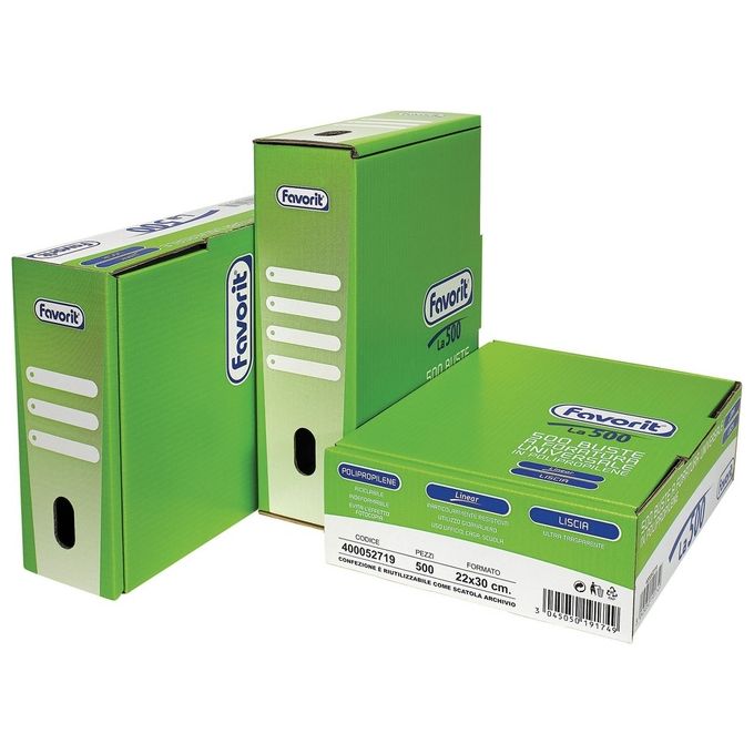Favorit Confezione 500 Buste a Foratura Universale Spessore Medio Formato 22x30cm Finitura Liscia