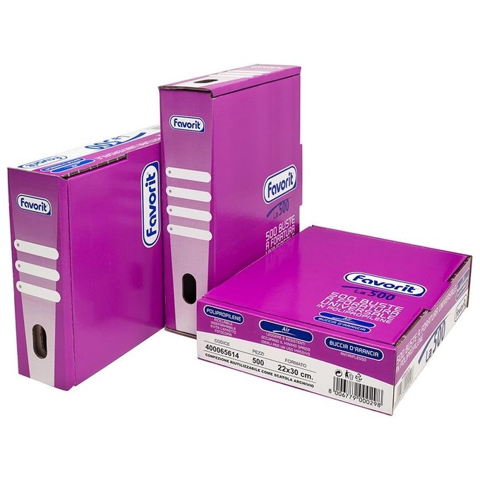 Favorit Confezione 500 Buste a Foratura Universale Basso Spessore Formato 22x30cm Finitura Buccia D'Arancia