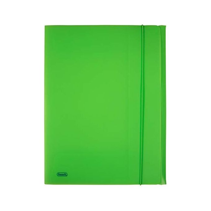 Favorit Cartella 3 Lembi con Elastico 24x33cm Verde Fluo