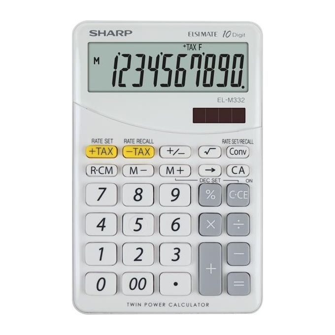 Sharp El M332 Bwh Calcolatrice LCD a Energia Solare e Batteria con Design Bianco