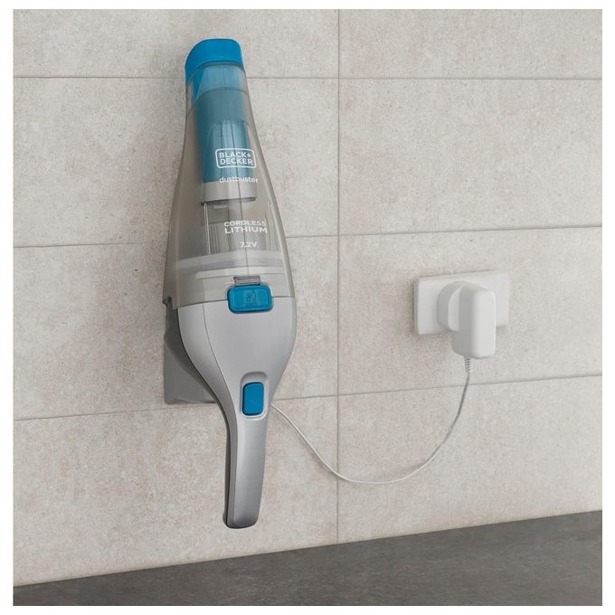 Black+Decker NVC215WA-Q Dustbuster Aspirabriciole Capacita' 0,385 L Tecnologia Litio 7,2 V 10,8 Wh con Accessori Argento-Blu