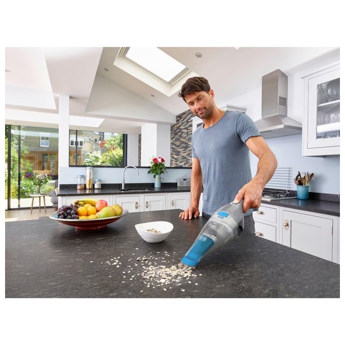 Black+Decker NVC215WA-Q Dustbuster Aspirabriciole Capacita' 0,385 L Tecnologia Litio 7,2 V 10,8 Wh con Accessori Argento-Blu