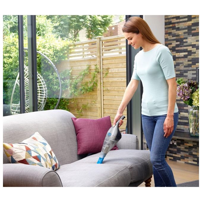 Black+Decker NVC215WA-Q Dustbuster Aspirabriciole Capacita' 0,385 L Tecnologia Litio 7,2 V 10,8 Wh con Accessori Argento-Blu